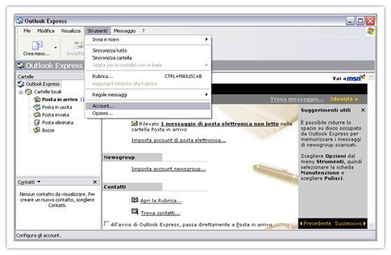 Outlook Express strumenti account