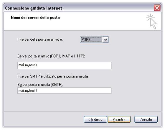 impostazioni server di posta