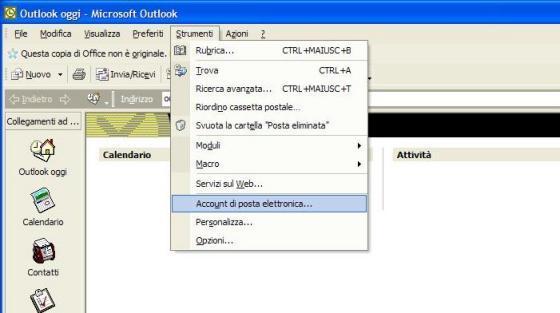 Outlook Express strumenti account