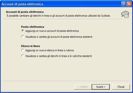 aggiungi nuovo account di posta
