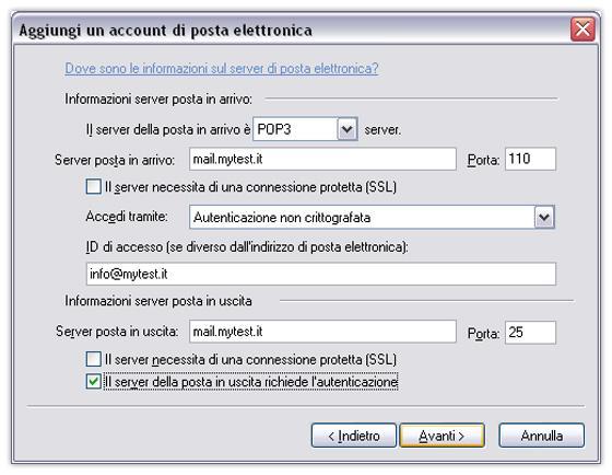 Thunderbird impostazioni account