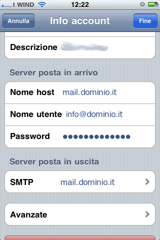 Conferma dei dati inseriti